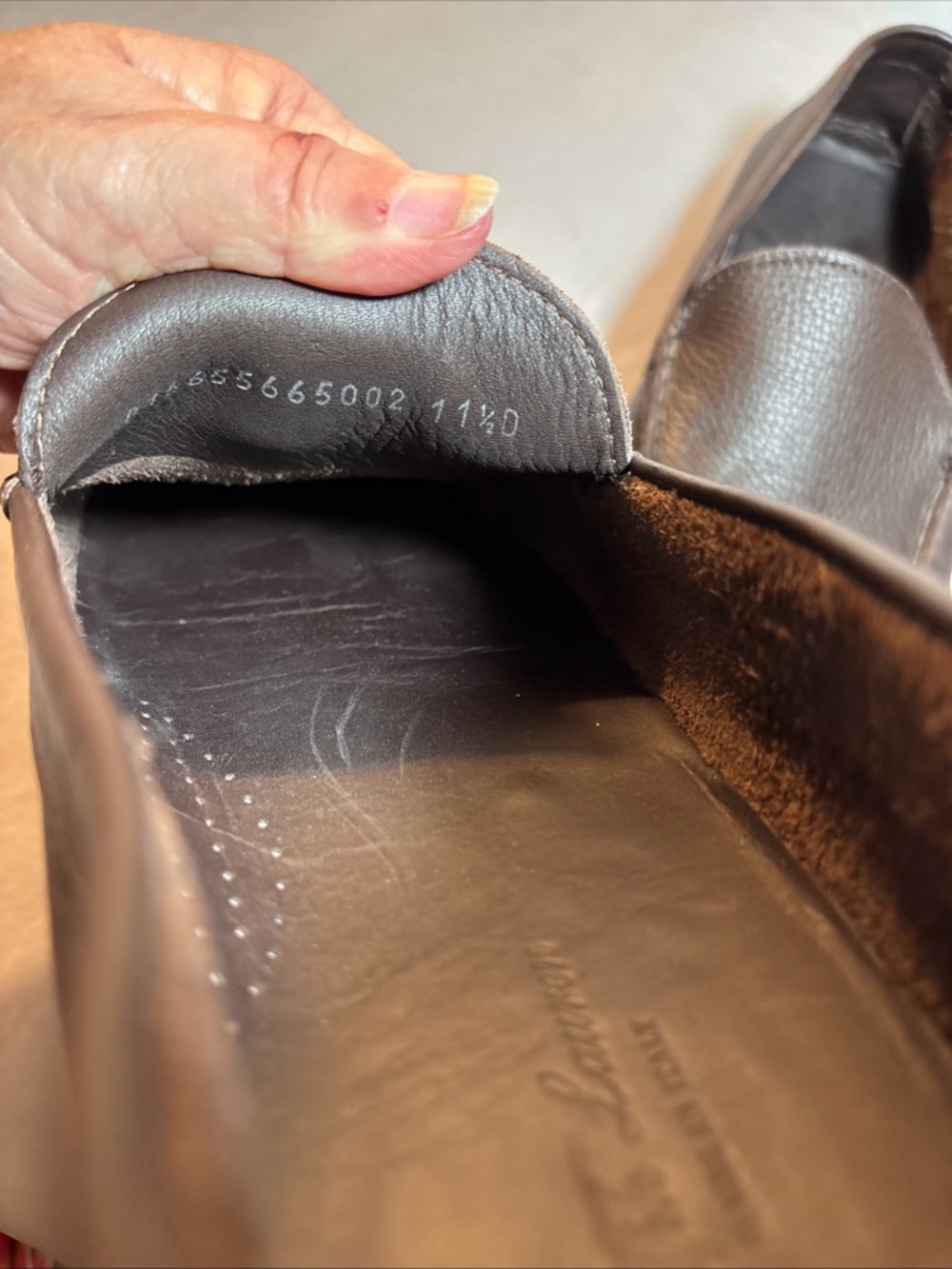 Ralph Lauren Dark Brown Pebbled Leather Slip-On Loafers - Picture 8 of 9